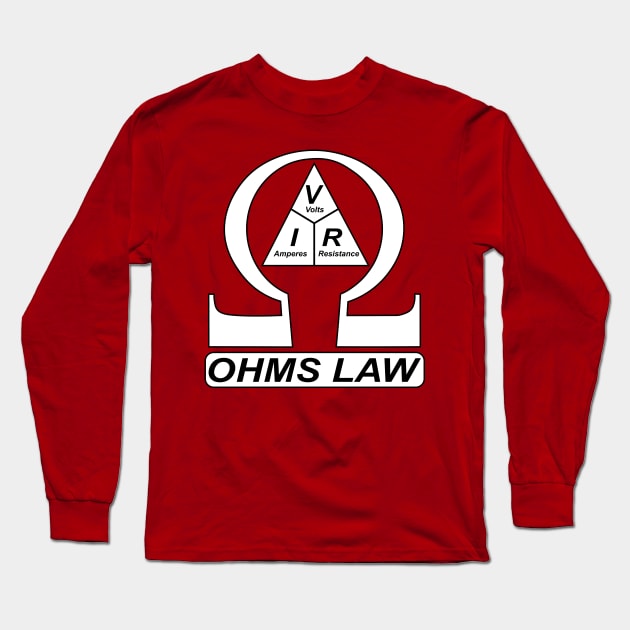 Ohms Law Triangle formula Blue White Poster With Ohms Symbol Long Sleeve T-Shirt by ArtoBagsPlus